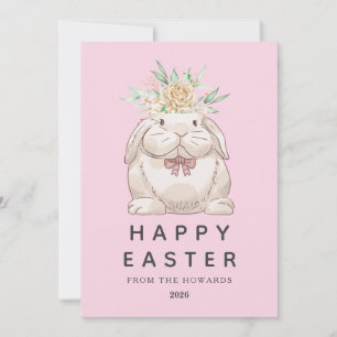 Cartão De Festividades Foto de Coelhinho Simples Moderno Elegante Feliz P
