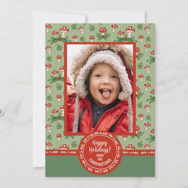 Cartão De Festividades Foto de Cogumelos Alegres (Frente)