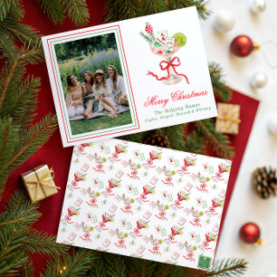 Cartão De Festividades Foto de Coquetel de Natal Merry Mahjong em Aquarel