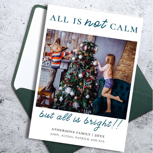 Cartão De Festividades Foto de Crianças de Natal Verde Moderno (Criador carregado)