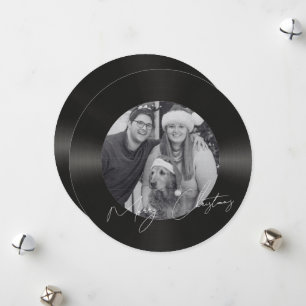 Cartão De Festividades Foto de disco de vinil retrô natal