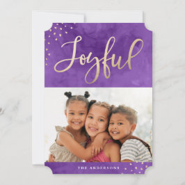 Cartão De Festividades Foto de Dourada Cor de Água Púrpura, alegre e mode