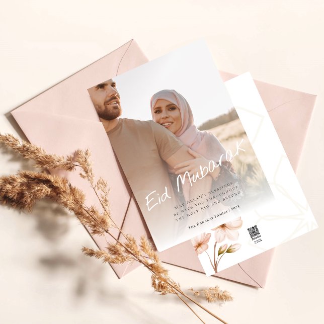 Cartão De Festividades Foto de Eid Mubarak, Caligrafia Mínima Moderna (Criador carregado)