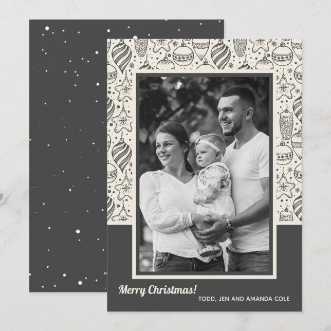 Cartão De Festividades Foto de enfeites de natal (Frente/Verso)