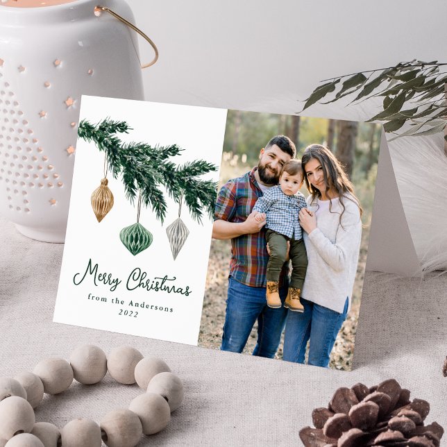 Cartão De Festividades Foto de Enfeites de natal de Aquarela (Criador carregado)
