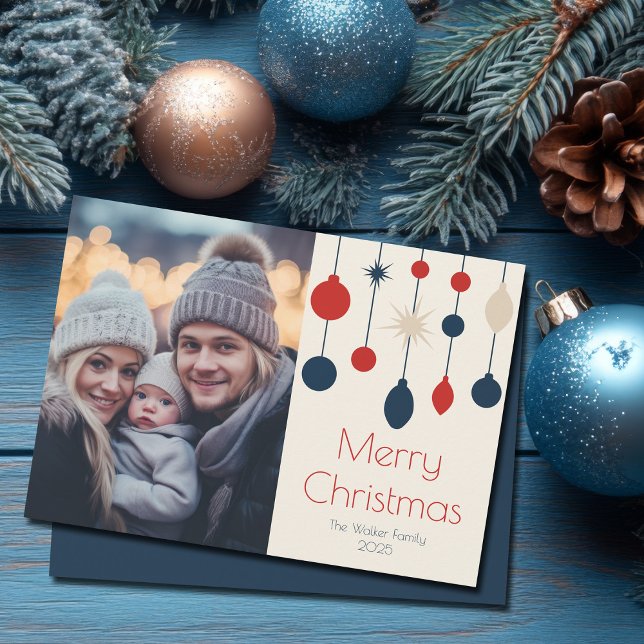 Cartão De Festividades Foto de Enfeites de natal Vermelhos Retroativos (Criador carregado)