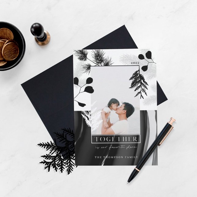 Cartão De Festividades Foto de estilo japonês monocromático de Natal míni (Criador carregado)