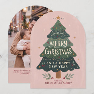 Cartão De Festividades Foto de Família Árvore de Natal Caprichosa