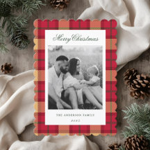 Foto de Família Clássico Natal Xadrez Dois Lados