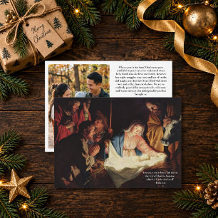 Cartão De Festividades Foto de Família da Natividade Clássico Natal Relig