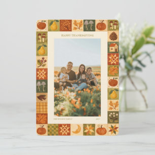 Cartão De Festividades Foto de Família de Ação de Graças com Remendo de F