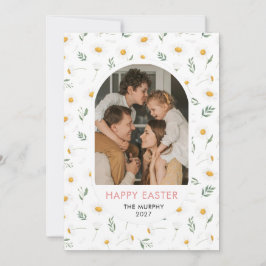 Cartão De Festividades Foto de família de Páscoa floral oval colorida ele