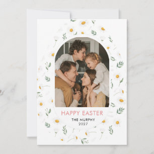 Cartão De Festividades Foto de família de Páscoa floral oval colorida ele