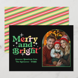 Cartão De Festividades Foto de Família do Natal com Estilo Moderno e Luxu