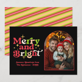 Cartão De Festividades Foto de Família do Natal Retro de Férias Antigas