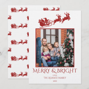 Cartão De Festividades Foto de Família do Trenó do Papai Noel Alegre e Br