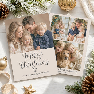 Cartão De Festividades Foto de Família Elegante e Moderna de Feliz Natal