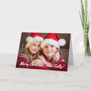 Cartão De Festividades Foto de Família Feliz Natal Tia