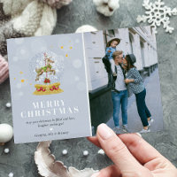 Foto de Família Fofa em Globo de Neve Natal Feliz