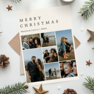 Cartão De Festividades Foto de família minimalista moderna neutra de Nata