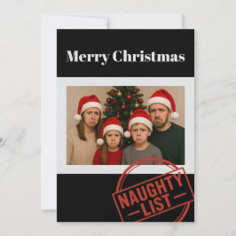 Cartão De Festividades Foto de família na lista de travessos de Natal eng