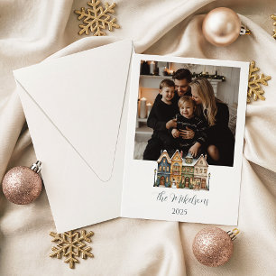 Cartão De Festividades Foto de Família Natal Rústico