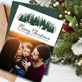 Cartão De Festividades Foto de Família Rústica no Pinheiro de Natal
