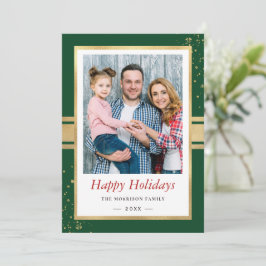 Cartão De Festividades Foto de Faux Gold Foil Frame Happy Holidays