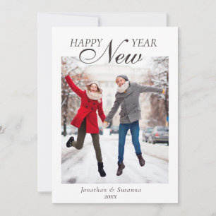 Cartão De Festividades Foto de Feliz ano novo de Script Minimalista Simpl
