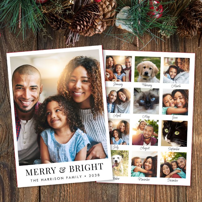 Cartão De Festividades Foto de Feliz de Natal (This holiday season, let your family's smiles and memories shine on our year in review photo card)