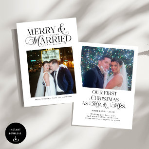 Cartão De Festividades Foto de feliz e recém-casados Primeiro Natal