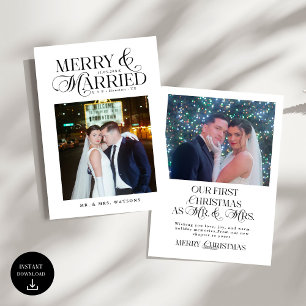 Cartão De Festividades Foto de feliz e recém-casados Primeiro Natal