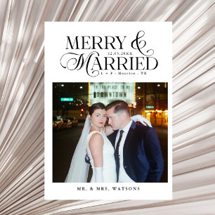Cartão De Festividades Foto de feliz e recém-casados Primeiro Natal