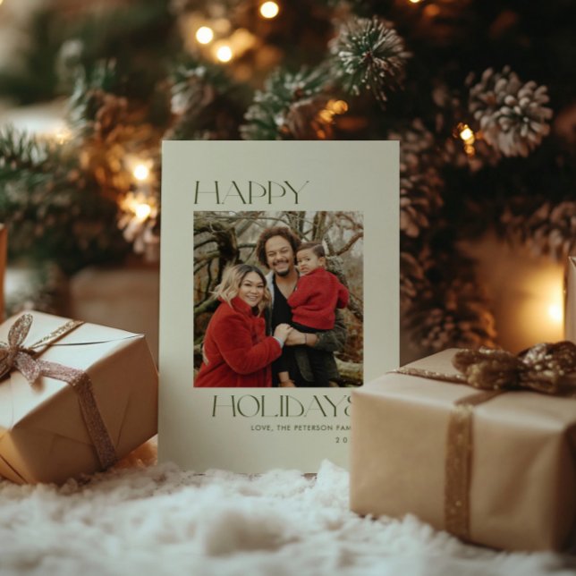 Cartão De Festividades Foto de Feliz Férias em Verde Caçador (Criador carregado)