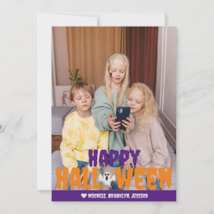 Cartão De Festividades Foto de Feliz Halloween de Teia de Aranha laranja 
