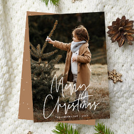 Cartão De Festividades Foto de Feliz Natal com Letra Manual Camelo