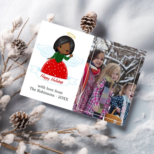 Cartão De Festividades Foto de Feliz Natal da Família Anjo Fofo (Criador carregado)