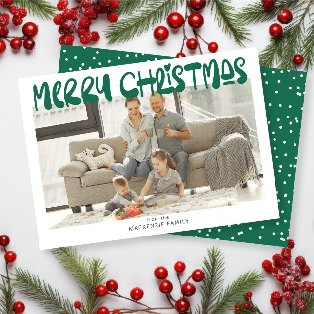 Cartão De Festividades Foto de Feliz Natal Personalizada (Merry Christmas Photo Personalized Holiday Card by Ricaso. Fun bold and colorful holiday cards)