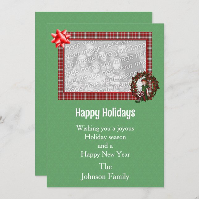 Cartão De Festividades Foto de Fera Elf Wreath na Garota de Natal (Frente/Verso)