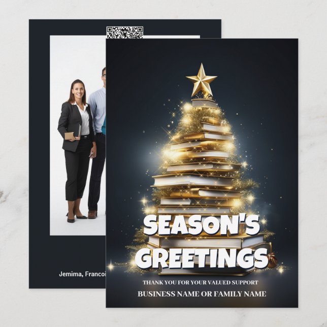 Cartão De Festividades Foto de feriado comercial da árvore de natal do Li (Frente/Verso)