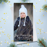 Cartão De Festividades Foto de Feriado de Amor de Paz com Joy Letada<br><div class="desc">Mande um pouco de alegria de férias com esta mão gravada como cartão com fotos de Natal "Joy Peace Love". Carregue facilmente sua foto e adicione seu texto personalizado.</div>