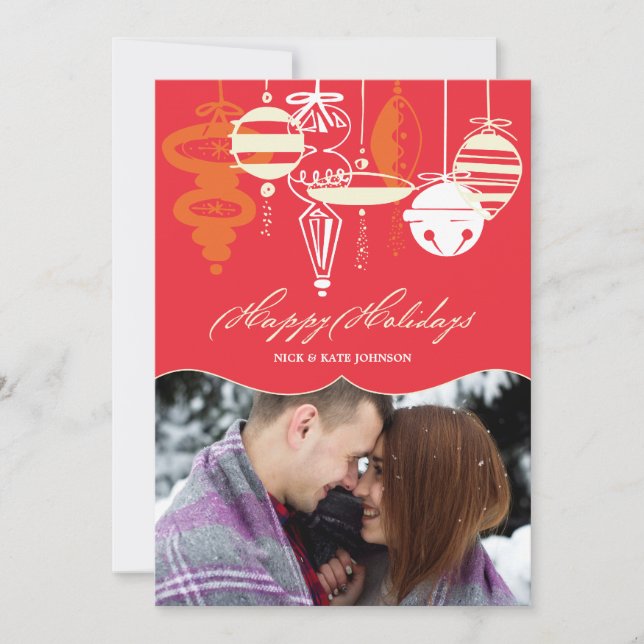 Cartão De Festividades Foto de Feriado de Chevron para Enfeites de natal  (Frente)