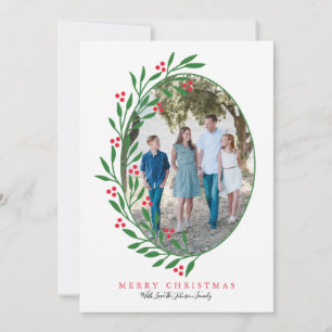 Cartão De Festividades Foto de Feriado de Férias de Natal de Oval Vermel