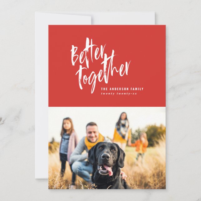 Cartão De Festividades Foto de feriado de script mínima moderna (Frente)