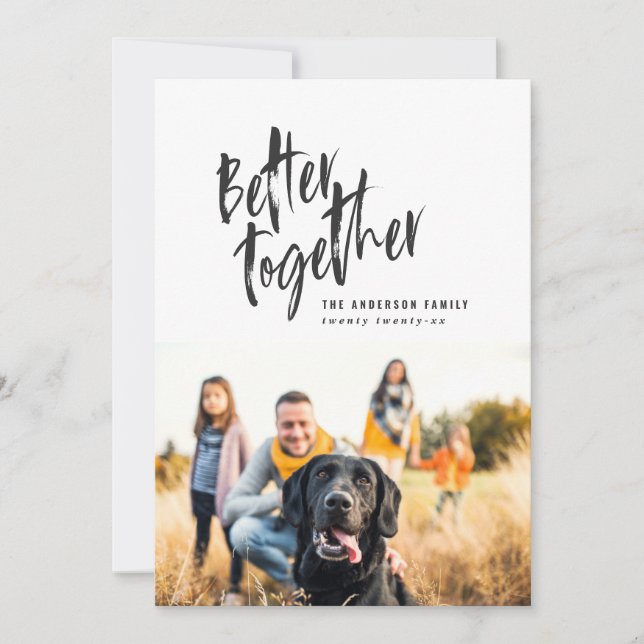 Cartão De Festividades Foto de feriado de script mínima moderna (Frente)