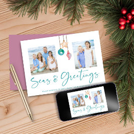 Cartão De Festividades Foto de Feriado de Shell Rosa, Seas e Saudações