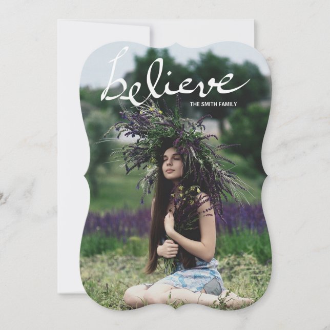 Cartão De Festividades Foto de Feriado do Script de Manual de Crên Modern (Frente)