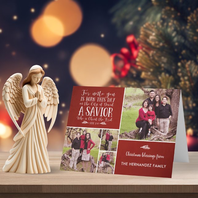 Cartão De Festividades Foto de Feriado Verso da Bíblia de Natal russa (Rustic Christmas Bible Verse Holiday Photo Card with Digital Download Option)