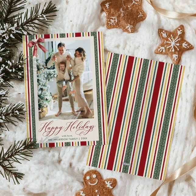 Cartão De Festividades Foto de feriados felizes do Arco Red Stripes Cláss (Criador carregado)