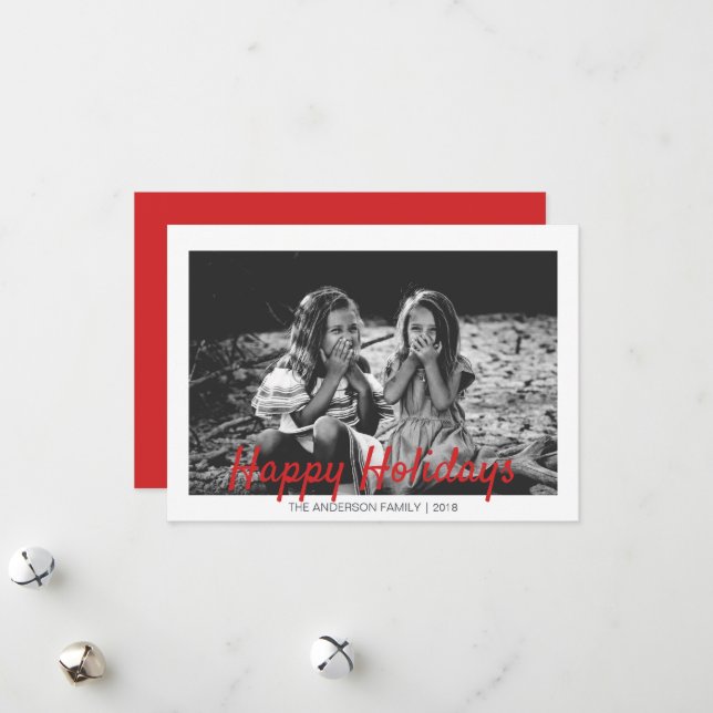 Cartão De Festividades Foto de Feriados Felizes do Natal Moderno (Frente/Verso In Situ)